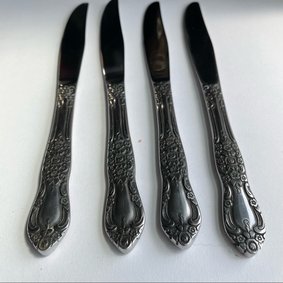 Vintage baroque sterling plate knives set of 4 flatware Korea - Picture 6 of 6